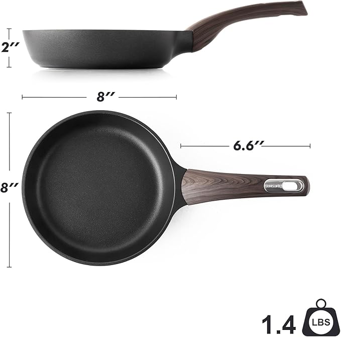 SENSARTE Nonstick Frying Pan Skillet 8Inch Non Stick Egg Pan Omelette Pans, Healthy Kitchen Cooking Chef's Pan, Free of Intentionally Added PFOA/PFOS, Induction Compatible, Black - Image 7