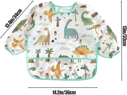 PandaEar 5 Pack Baby Long Sleeve Bibs| Waterproof Full Sleeve Bib for Baby Infant Toddler 6-36 Months