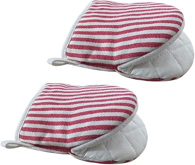 Mini Oven Mitts, Kitchen Oven Gloves Kitchen Mittens 500 Degrees Heat Resistant Baking Gloves with Hanging Loops Hot Gloves for Cooking, Baking (red) by CoekMoed