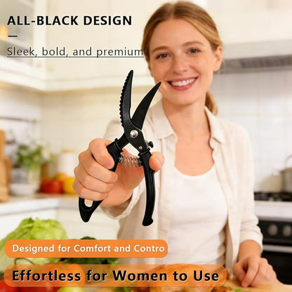 Kitchen Poultry Shears Heavy Duty, Stainless Steel Kitchen Meat Cutting Scissors for Food with Non-Slip Handle & Safety Lock, All Purpose Cooking Aid Scissors for Chicken, Bone, Turkey, Fish