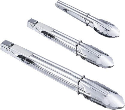 HINMAY Stainless Steel Kitchen Tongs Set Metal Cooking Tongs (7 9 12 Inch 3 Pieces) by HINMAY