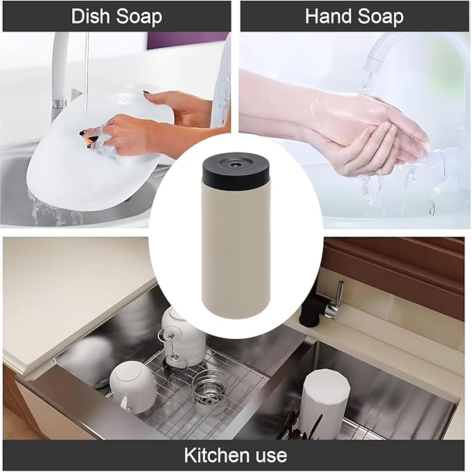 Silicone Dish Soap Dispenser, 8 Oz Refillable Squeeze Bottle, Leakproof for Kitchen Sink, Light Gray - Image 7