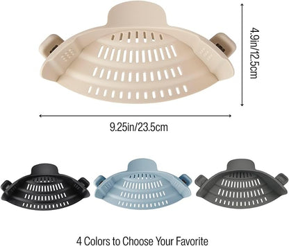 Silicone Pot Strainer, Emptycolor Adjustable Clip On Strainer for Pots Pans, Heat Resistant Pot Drainer, Kitchen Pasta Colander for Vegetables and Noodles (Light Tan) - Image 2