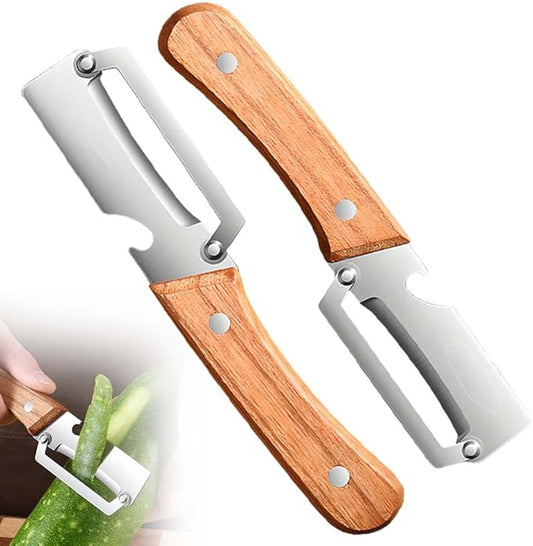 Multi-Functional Vegetable Peeler for Kitchen, 2026 New Stainless Steel Peeler with Wooden Handle and Bottle Opener, Kitchen Tool for Fruit Veggie Pumpkin, Gifts for Mom (Wood，2PCS) by Bonie
