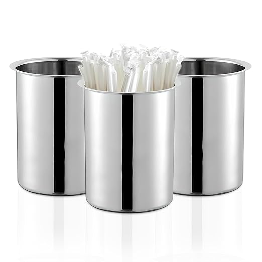 OCS Parts 6.75-Inch Kitchen Utensil Holders | Set of 3 | Stainless Steel Dishwasher Safe Kitchen Countertop Organizers by OCSParts
