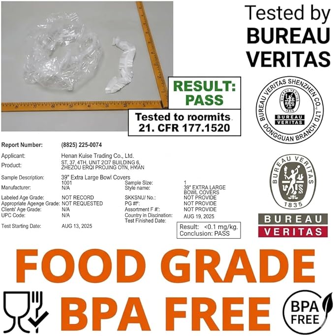 50Pcs Sheet Pan Covers for 24x16, 21x15, 18x13 inch - Extra Large Elastic Food Covers Stretches to 39", 12 Microns Thick Oversized Bowl Covers for Foil Pans & Dough Proofing- BV Certified BPA-Free