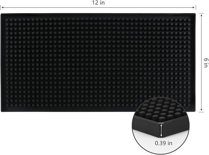 XieNie Bar Mat, 6" x 12" Black Small Coffee Mat for Home Bar Kitchen Countertop, Non-Slip Rubber Service Spill Mat for Cocktail Bartender Accessories, PVC Counter Top Cup Glasses Drying Mats, 2Pac - Image 4