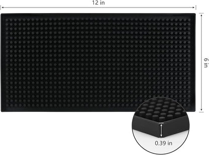 XieNie Bar Mat, 6" x 12" Black Small Coffee Mat for Home Bar Kitchen Countertop, Non-Slip Rubber Service Spill Mat for Cocktail Bartender Accessories, PVC Counter Top Cup Glasses Drying Mats, 2Pac - Image 4