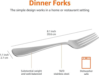 Amazon Basics Stainless Steel Dinner Forks with Round Edge, 10 Pack of 12, 120 count total, Silver - Image 5