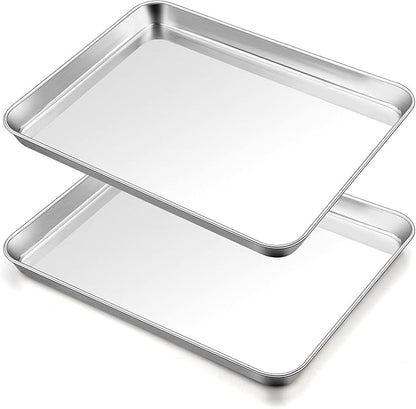 TeamFar Baking Sheet, 17.6’’ x 13’’ x 1’’ Stainless Steel Large Cookie Sheet Half Baking Pans, Non-toxic & Healthy, Easy Clean & Dishwasher Safe, Heavy Duty & Sturdy- Set of 2 by TeamFar