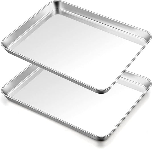TeamFar Baking Sheet, 17.6’’ x 13’’ x 1’’ Stainless Steel Large Cookie Sheet Half Baking Pans, Non-toxic & Healthy, Easy Clean & Dishwasher Safe, Heavy Duty & Sturdy- Set of 2 by TeamFar