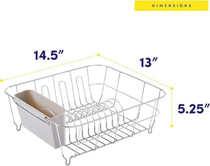 Dish Drying Rack & Cutlery Holder 2 Piece Set - Compact Sink-Fitting Dish Drainer with Rubberized Undercoating, Space-Saving Kitchen Organizer for Plates, Cups, Bowls & Utensils in Sink, Silver - Image 4