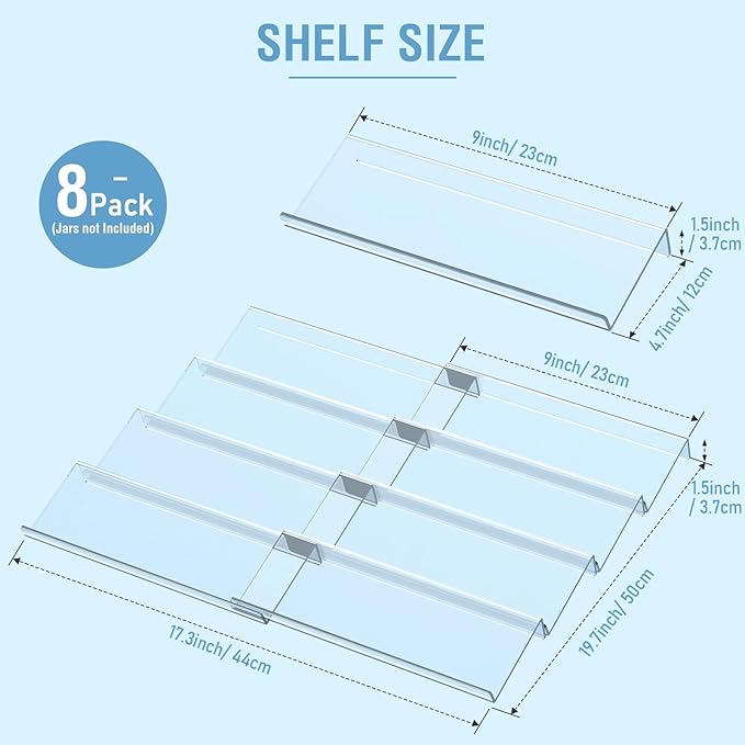 Suneerplay Spice Drawer Organizer 8 Tier, Acrylic Seasoning Organizer Rack, Clear Spice Rack Tray, Kitchen Seasoning Jars Drawers Insert (Jars Not Included/Expandable From 9" to 18") - Image 2