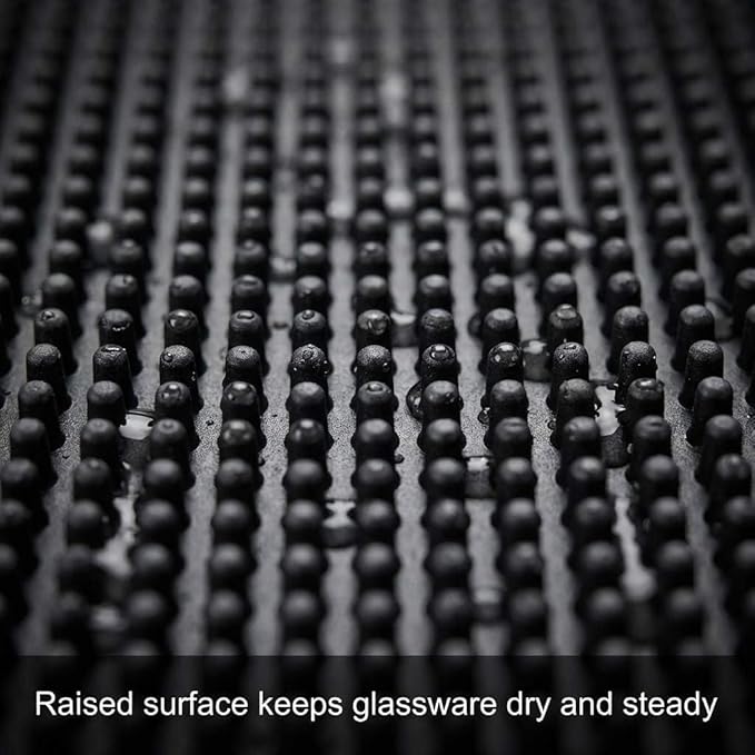 QWORK 12"x6" Black Rubber Bar Mat – 6 Pack Non-Slip Drainage Pad for Coffee Stations, Home Bars & Kitchens - Image 6