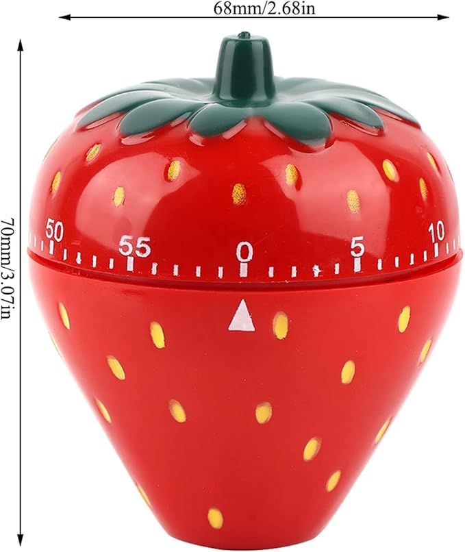 Joyzan Strawberry Shaped Timer, Cartoon Mechanical Time Reminder Cute Fruit Cooking Kitchen Baking Household Manual Precise Countdown 60 Minutes Meal Prep Wake Up Home Study Desktop Classroom
