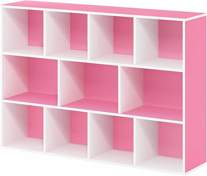 Furinno LUDER Book Shelf, 11-Cube Bookshelf, Reversible Bookcase, 9.4 x 29.1 x 41.7, Easy Assembly, for Living Room, Bedroom, Home Office, White/Pink - Image 7