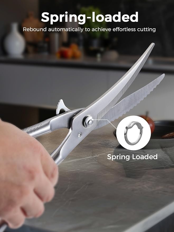 Full Steel Poultry Shears Heavy Duty, Professional Bone Cutting Scissors for Chicken, Meat, Turkey & Fish, Sharp & Durable Kitchen Shears, Dishwasher Safe - Image 6