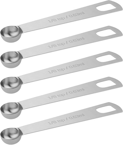 5PCS 1/8tsp (0.63ml) Single Measuring Spoon, Stainless Steel Individual Teaspoons Only by BERYLER