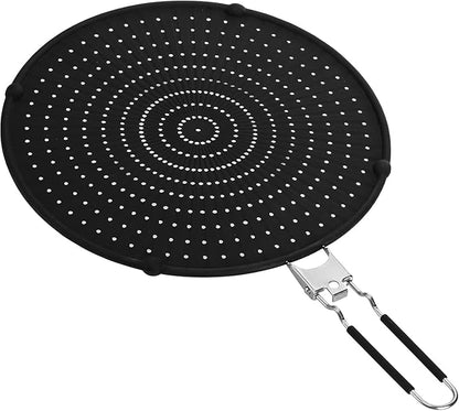 Frcctre 2 Pack Silicone Splatter Screen for Frying Pan, 13" Versatile Grease Splatter Guard with Foldable Handle, Food Grade Heat Resistant Oil Splash Guard, Cooling Mat, Drain Board for Cooking - Image 4