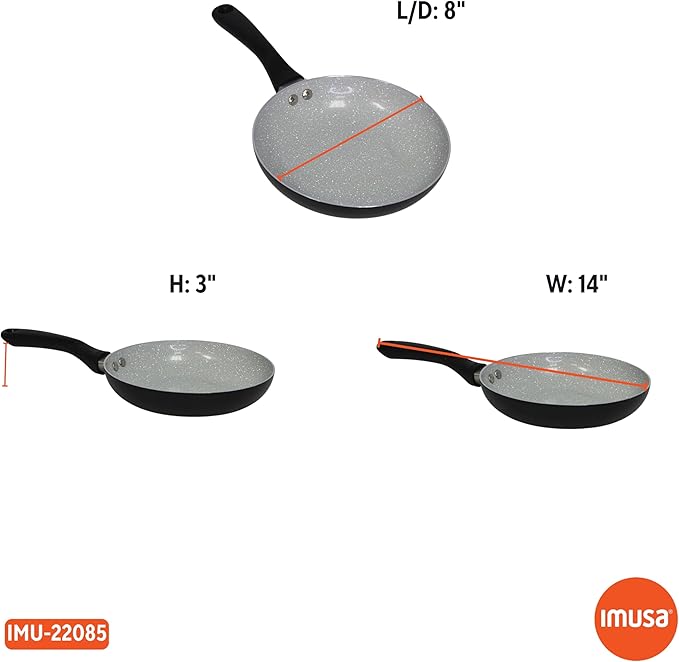 IMUSA 8" Premier Ceramic Nonstick Fry Pan with Cool Touch Handle, Matte Black - Image 8