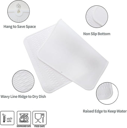 MicoYang Silicone Dish Drying Mat for Multiple Usage,Easy clean,Eco-friendly,Heat-resistant Silicone Mat for Kitchen Counter or Sink,Refrigerator or Drawer Liner White 3XL 28 inches x 18 inches - Image 3