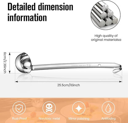 Cunhill 5 Pcs Soup Ladles Stainless Steel Serving Ladles with Long Handle for Serving, Cooking, Stirring, Portioning Kitchen Restaurant Accessories(2 oz) - Image 2