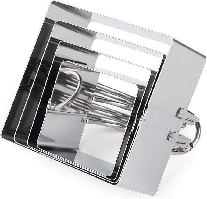 HULISEN Square Biscuit Cutter Set (4 Pieces/Set), Stainless Steel Cookies Cutter with Handle, Professional Baking Dough Tools, Gift Package (Square) - Image 5