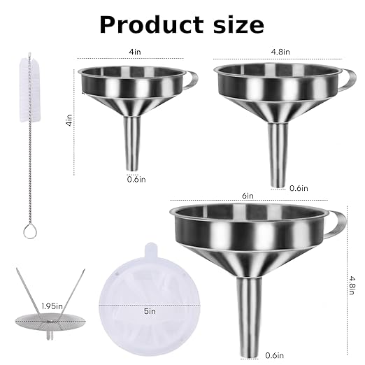 5 in 1 Funnels for Filling Bottles Stainless Steel Small Kitchen Funnel Set for Transferring Essential Oils Liquid Fluid Spice Dry Ingredients Powder, Durable and Dishwash Safe - Image 5