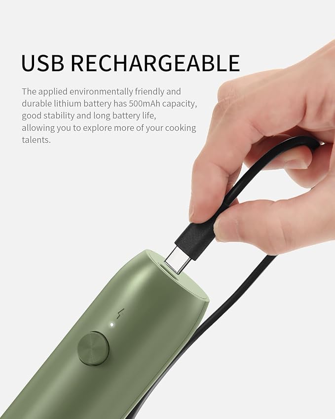 CIRCLE JOY Rechargeable Milk Frother Handheld with Stand, Coffee Frother Wand Drink Mixer with Dual Spring Whisk for Coffee, Cappuccino, Lattes, Frappe, Matcha and Hot Chocolate, Green - Image 3