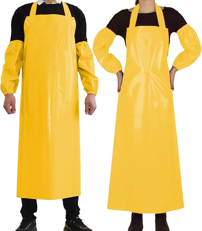 ELEBOX Waterproof Oil Proof Bib Apron Utility Apron Chemical Resistant Apron with Sleeve Work Apron Ultra Lightweight by ELEBOX