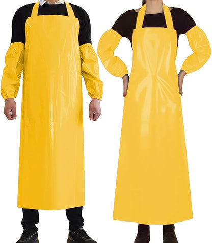ELEBOX Waterproof Oil Proof Bib Apron Utility Apron Chemical Resistant Apron with Sleeve Work Apron Ultra Lightweight by ELEBOX