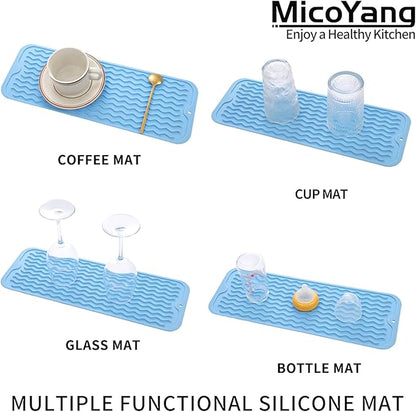 MicoYang Silicone Dish Drying Mat for Multiple Usage,Easy clean,Eco-friendly,Heat-resistant Silicone Mat for Kitchen Counter,Sink,Bar,Bottle,or Cup Light Blue M 17 inches x 6 inches - Image 4