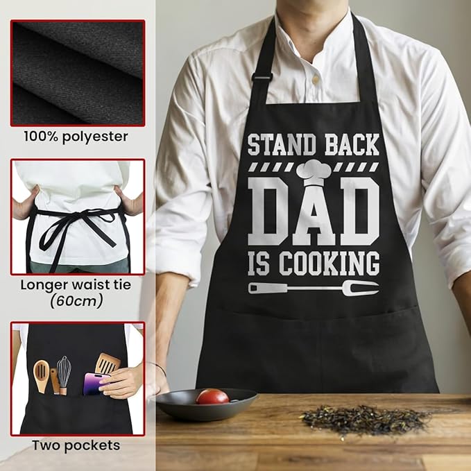 SANDJEST Funny Mens Aprons with Pockets for BBQ Grilling Cooking Grandpa Husband Apron for Birthday Christmas Father's Day