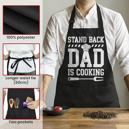 SANDJEST Funny Mens Aprons with Pockets for BBQ Grilling Cooking Grandpa Husband Apron for Birthday Christmas Father's Day