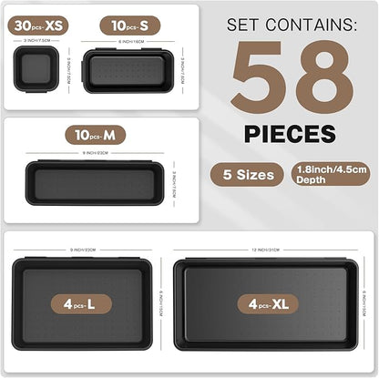 A-LUGEI【】【5 Size】 Tool Box Organizer Tray Divider Set, 【Black】 Desk Drawer Organizer, Garage Organization and Storage Toolbox Accessories Rolling Tool Chest Cart Cabinet WorkBench Small Part - Image 3