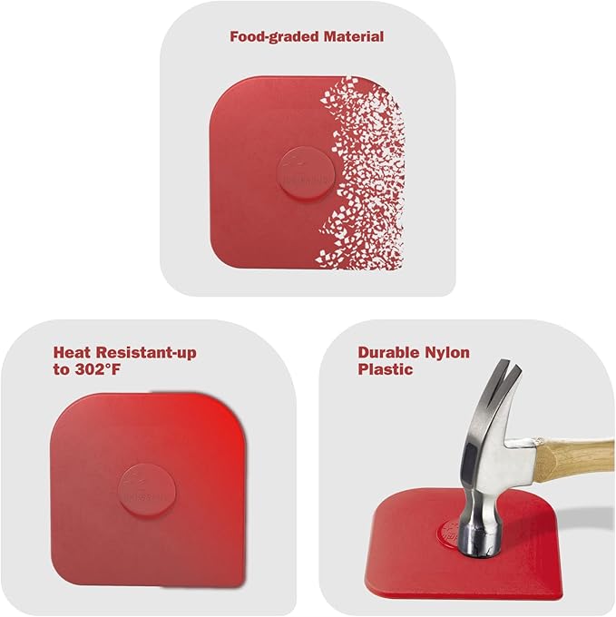 Pan Scraper, 5 Pcs Pot Scraper Plastic, Pot Scraper Non Scratch for Cast Iron, Pot and Pan Cleaning, Sturdy Scraper Kitchen Tool, Red - Image 5