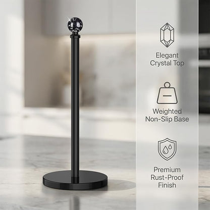 Black Paper Towel Holder Countertop, Unique Black Ball Decor,Brass Paper Towel Holder for Kitchen - Sturdy, Durable, and Elegant Home Decor for Kitchen