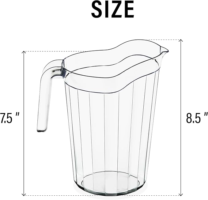 DecorRack 24 Pack - 75 oz Polycarbonate Plastic Pitcher Beverage Dispenser with Pour Spout Shatterproof Catering and Restaurant Serveware for Cold Drinks, Water, Lemonade, Beer, and Sangria (24 Pack) - Image 3