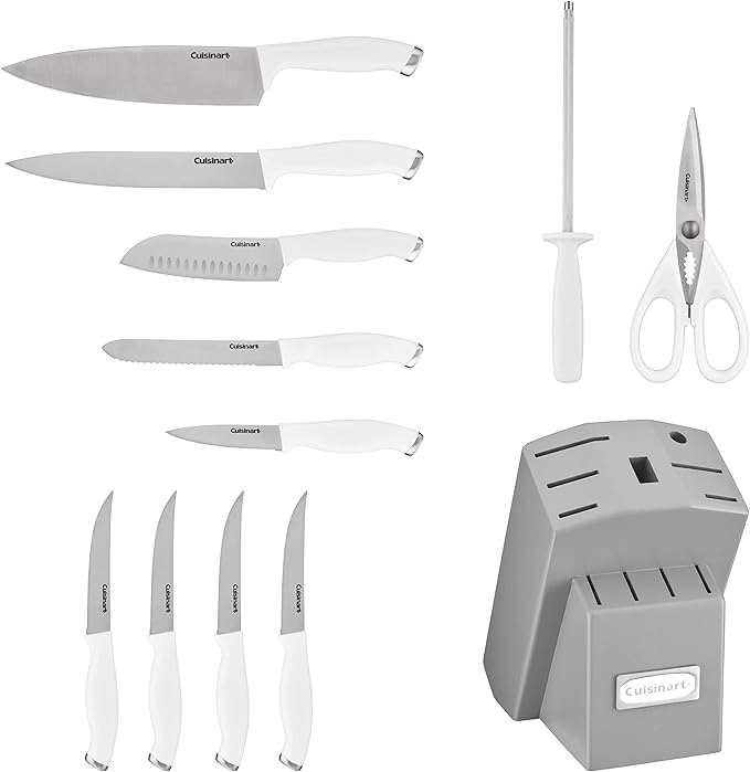 Cuisinart C77SSW-12PG Color Pro Collection 12 Piece Knife Block Set, White with Grey Block - Image 3
