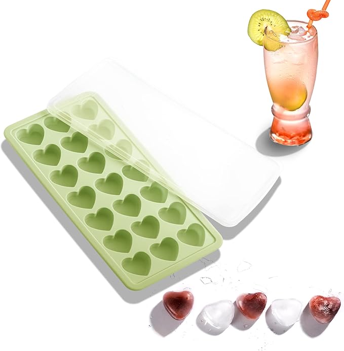 Heart Shape Ice Cube Tray, 21 Holes Silicone Ice Cube Mold with Removable Lid Flexible for Whiskey Cocktail Chocolate by TFQXA1Z