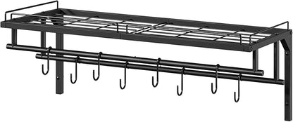 CHOEZON Hanging Pot Rack, Wall-Mounted Pot Rack, Kitchen Cookware Organizer, Metal Pot and pan Organizer Holder, for Cookware, Utensils Organization, Black TPR38BB - Image 9
