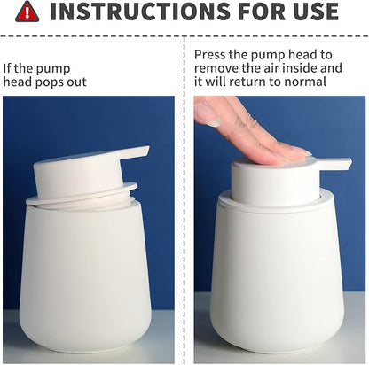 Bosilunlife Ceramic Foaming Soap Dispenser - 12Oz Bathroom Countertop Kitchen Dish Soap Pump Dispenser Foam Soap Dispenser - Rubber Paint White