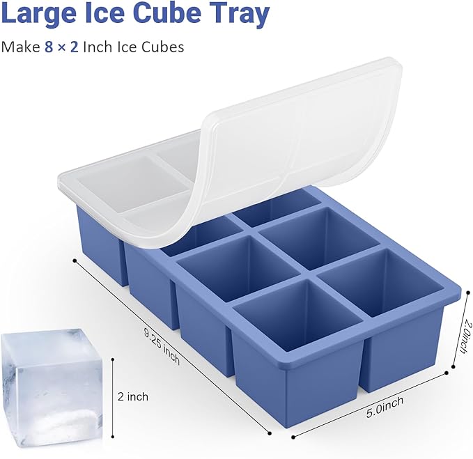 Large Ice Cube Trays for Whiskey: GGOW Big Silicone Ice Cube Trays 2Inch- Huge Square Ice Cubed Tray for Whisky and Cocktail - Image 4
