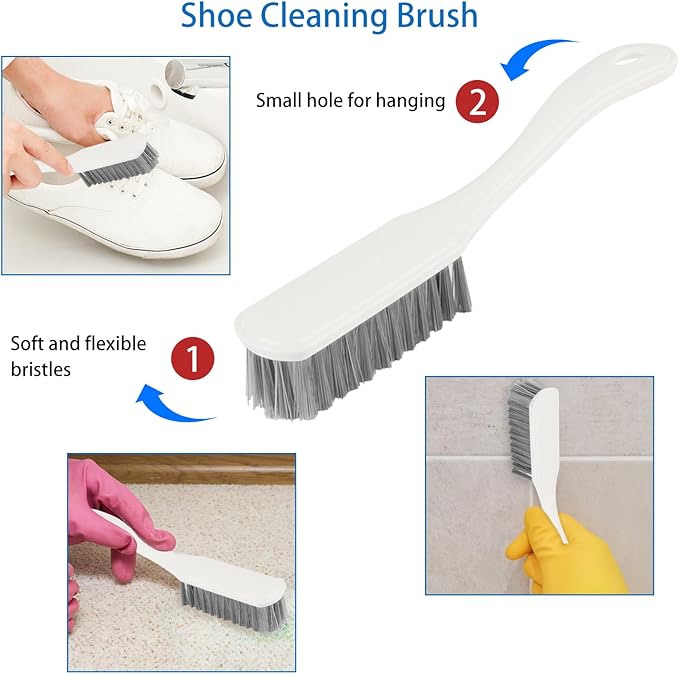 6 Pack Multipurpose Household Cleaning Set, Deep Cleaning Brush Set with Grips - Dish, Scrub, Bottle, Shoe, Groove Gap, Keyboard Brush for Kitchen, Bathroom (B) - Image 4