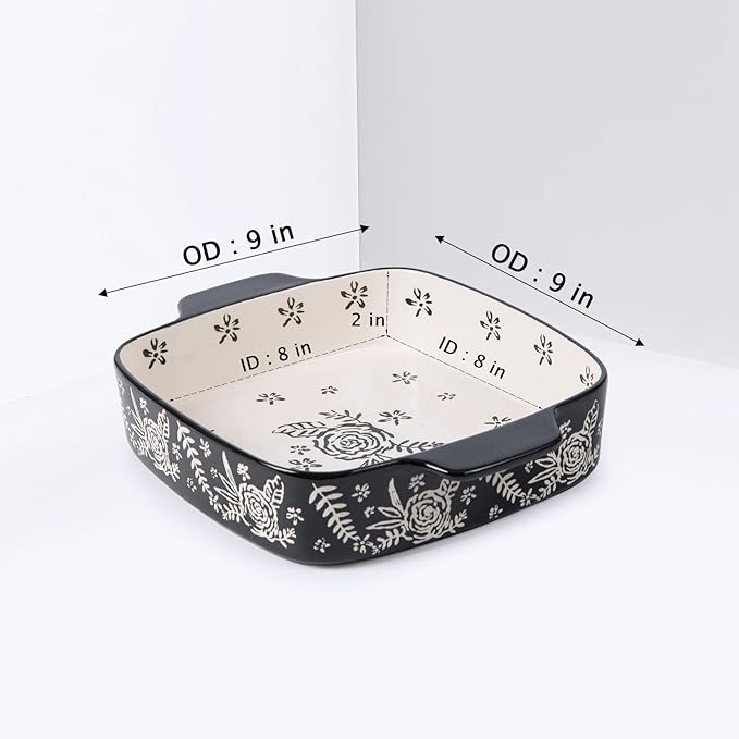 Wisenvoy Baking Dish Ceramic Brownie Pan 9x9 Baking Pan Casserole Dish Lasagna Pan Square Rose Bakeware Sets - Image 4