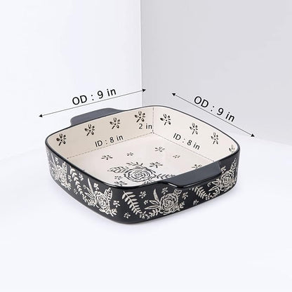Wisenvoy Baking Dish Ceramic Brownie Pan 9x9 Baking Pan Casserole Dish Lasagna Pan Square Rose Bakeware Sets - Image 4