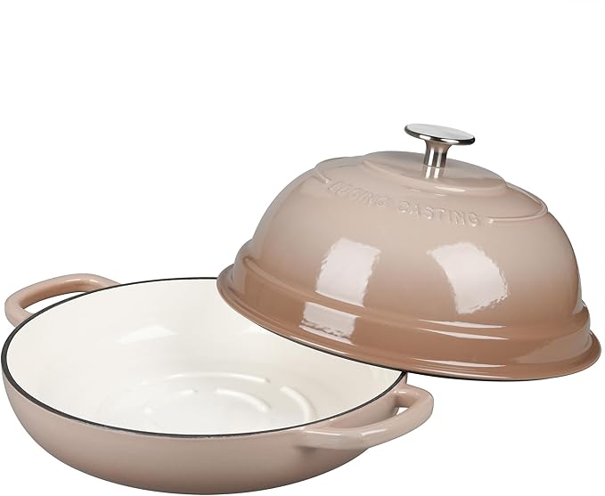 EDGING CASTING Enameled Cast Iron Dutch Oven Pot with Lid, Round Bread Oven for Homemade Sourdough Bread Baking, 6 Quart, Mocha - Image 3