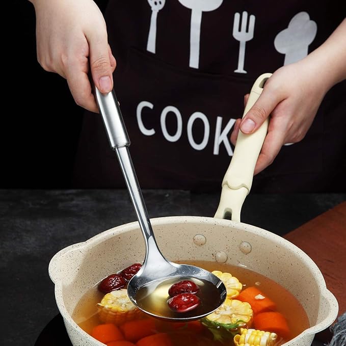 Stainless Steel Ladle, Berglander Soup Ladle, Cooking Ladle, Kitchen Ladle, Metal Soup Spoon For Cooking Non-Stick And Heat Resistant, Dishwasher Safe, Easy to Clean - Image 6