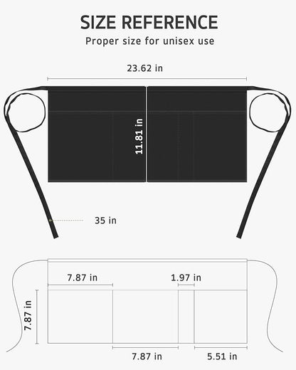Syntus Server Apron for Men Women, Waitress Waist Apron, Black 1/3/12 Packs - Image 2