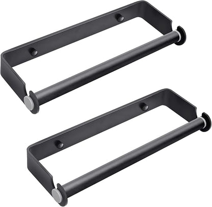Under Cabinet Paper Towel Holder, Adhesive or Drill Mount Paper Towel Holder, Wall Mount Paper Towel Holders for Kitchen or Bathroom (Black) 2 Pack by PEDORUBY